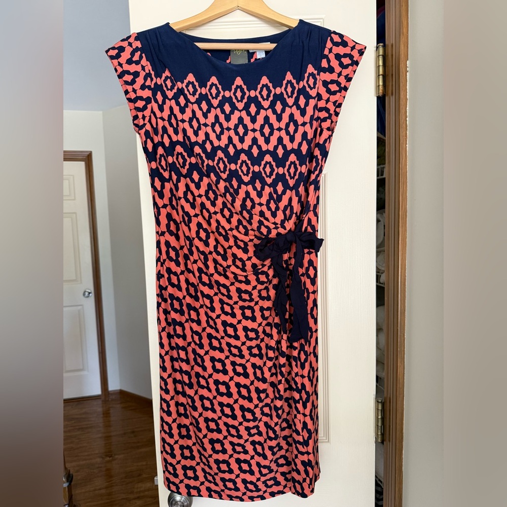 EUC Coral and Navy Patterned Dress